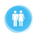 Isolated light blue round Button: Couple Man and Woman Icon Royalty Free Stock Photo