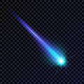 Isolated light effect of a burning blue comet. Royalty Free Stock Photo