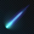 Isolated light effect of a burning blue comet. Royalty Free Stock Photo