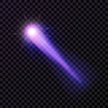 Isolated light effect of a burning purple comet. Royalty Free Stock Photo