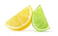 Isolated lime and orange wedges Royalty Free Stock Photo