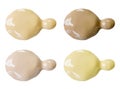 Isolated liquid foundation samples set. Royalty Free Stock Photo