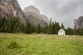 An isolated little chapel St. Silvester among the woods in the Italian Dolomites Royalty Free Stock Photo