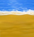 Isolated little part of sea and sand beach with a lot of small multicolored stones. Vector realistic tropical sunny