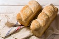 Isolated loaf of bread on a wooden board