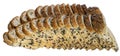 Sliced seeded bread loafbakery, bread, brown, food, fresh, grain, healthy, isolated, loaf, nutrition, seeded bread, seeds, slice, Royalty Free Stock Photo