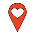 Isolated location pin with a heart flat design icon Vector