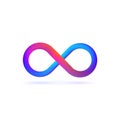 Isolated logo symbol of infinity on white background. Infinite abstract eps logotype with shadow