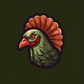 Isolated logo, turkey sticker. Turkey as the main dish of thanksgiving for the harvest
