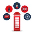 Isolated london telephone and icon set design Royalty Free Stock Photo