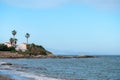 An isolated and lonely house on the beachfront and view of a beautiful beach on the Costa del Sol