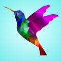 Isolated Low poly colorful Hummingbird with blue back ground,animal geometric,vector