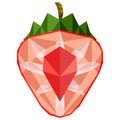 Isolated low poly strawberry cut