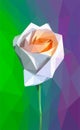 Isolated low poly white rose, geometrical, triangulated, polygon abstract flower, beauty colorful mosaic floral illustration, clip