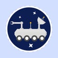 Isolated Lunar Roving Vehicle With Stars Blue Background In Sticker Royalty Free Stock Photo