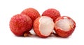Isolated lychee fruits.