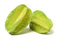 Isolated macro image of carambola or commonly known as star fruits.