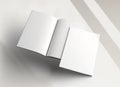Isolated magazine cover and open magazine Mockup on white background with shadows. 3D rendering Royalty Free Stock Photo