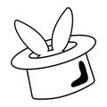 Isolated magic hat with rabbit ears Vector