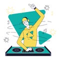 Isolated male DJ character playing electronic music concept Vector Royalty Free Stock Photo