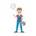 Isolated male electrician. Royalty Free Stock Photo