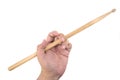 Isolated male left hand holding drum stick in traditional position Royalty Free Stock Photo