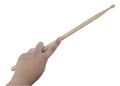 Isolated male left hand holding drum stick Royalty Free Stock Photo