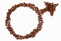 Isolated male sex sign made with coffee Royalty Free Stock Photo