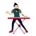 Isolated man keyboardist. Royalty Free Stock Photo