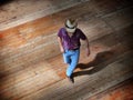 Isolated man of line dance traditional western folk music dancers Royalty Free Stock Photo