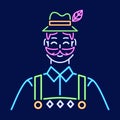 Isolated man neon oktoberfest vector illustration