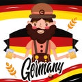 Isolated man with traditional clothes holding beers Germany concept Vector