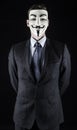 Isolated man wearing Vendetta mask Royalty Free Stock Photo