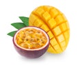 Isolated mango and passion fruit Royalty Free Stock Photo