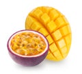 Isolated mango and passion fruit Royalty Free Stock Photo