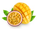 Isolated mango and passion fruit Royalty Free Stock Photo