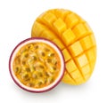 Isolated mango and passion fruit Royalty Free Stock Photo