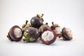 mangosteens. Plenty fruits  on white background Royalty Free Stock Photo