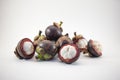 mangosteens. Plenty fruits  on white background Royalty Free Stock Photo
