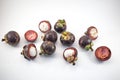 Isolated mangosteens on white background