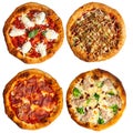 Isolated many different pizza menu design collage Royalty Free Stock Photo
