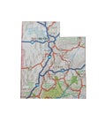 Isolated Utah Map Highways Topography