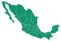 Isolated Map of IMexico with Regions
