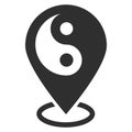 Isolated map marker with a ying yang. Map pin pointer Route Gps location icon Yin-yang