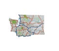 Isolated Washington Map Highways Topography