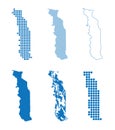 Isolated maps of Togo, Togolese, Republic in West Africa - vector set of silhouettes in different patterns