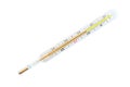 Isolated medical/clinical mercury thermometer showing high temperature