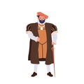 Isolated medieval ages feudal lord cartoon character wearing fashionable style traditional costume