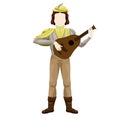 Isolated medieval bard character