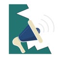 Megaphone icon, vector announcement, isolated megafone sign. Vector blue-green illustration on white background. Royalty Free Stock Photo